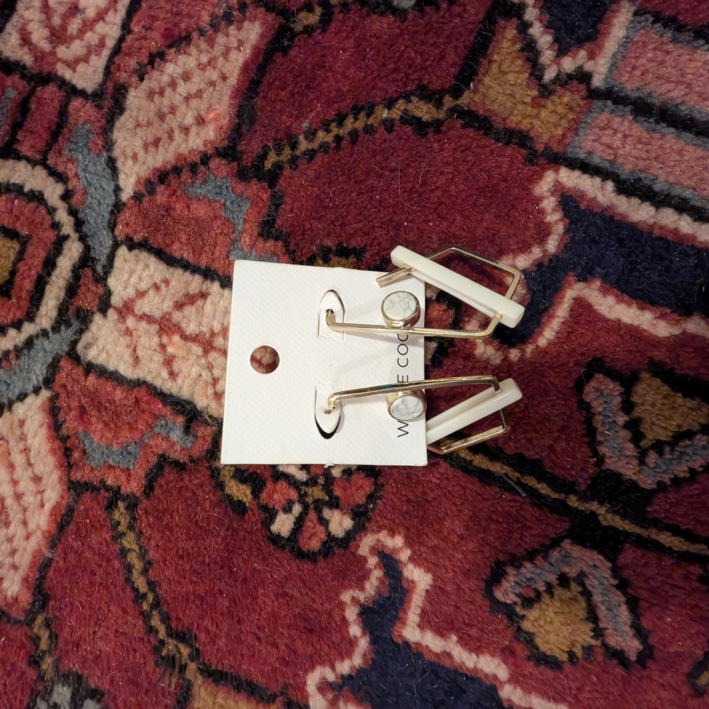 Wayne Cooper White Geometric Earrings